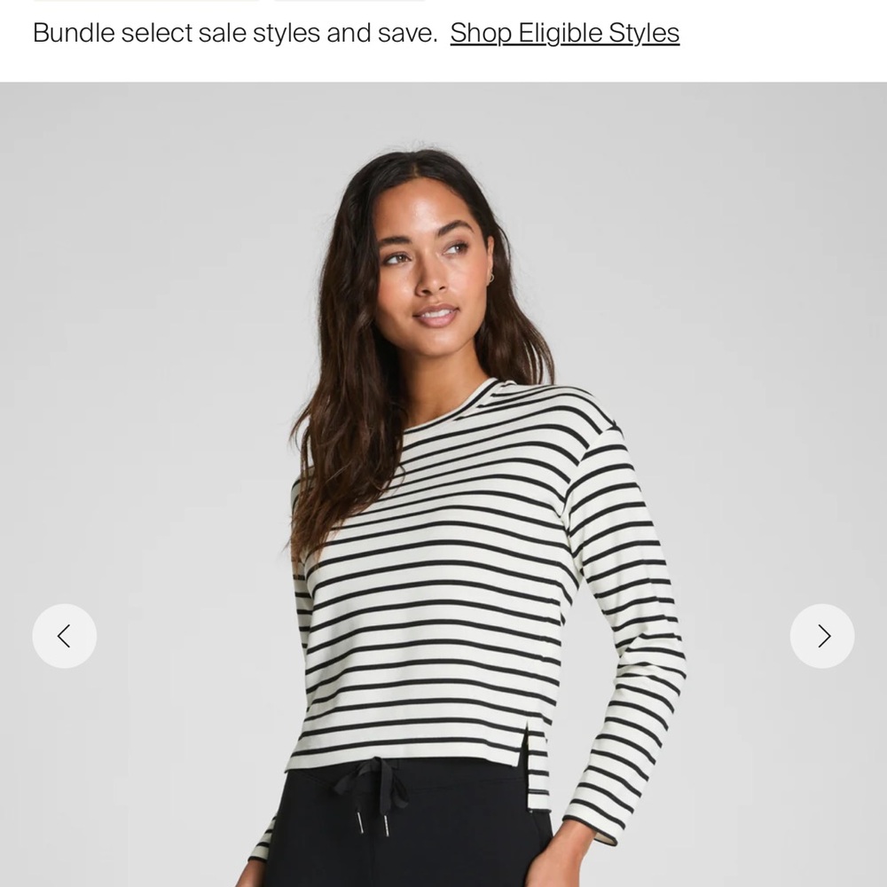 SPANX Black and White Striped Top